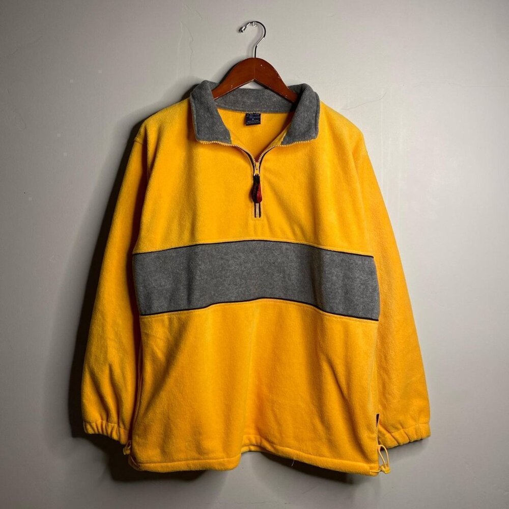 90's vintage yellow and gray sweatshirt with half zipper size medium